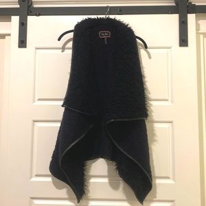 Faux Fur and Shearling Drape Vest